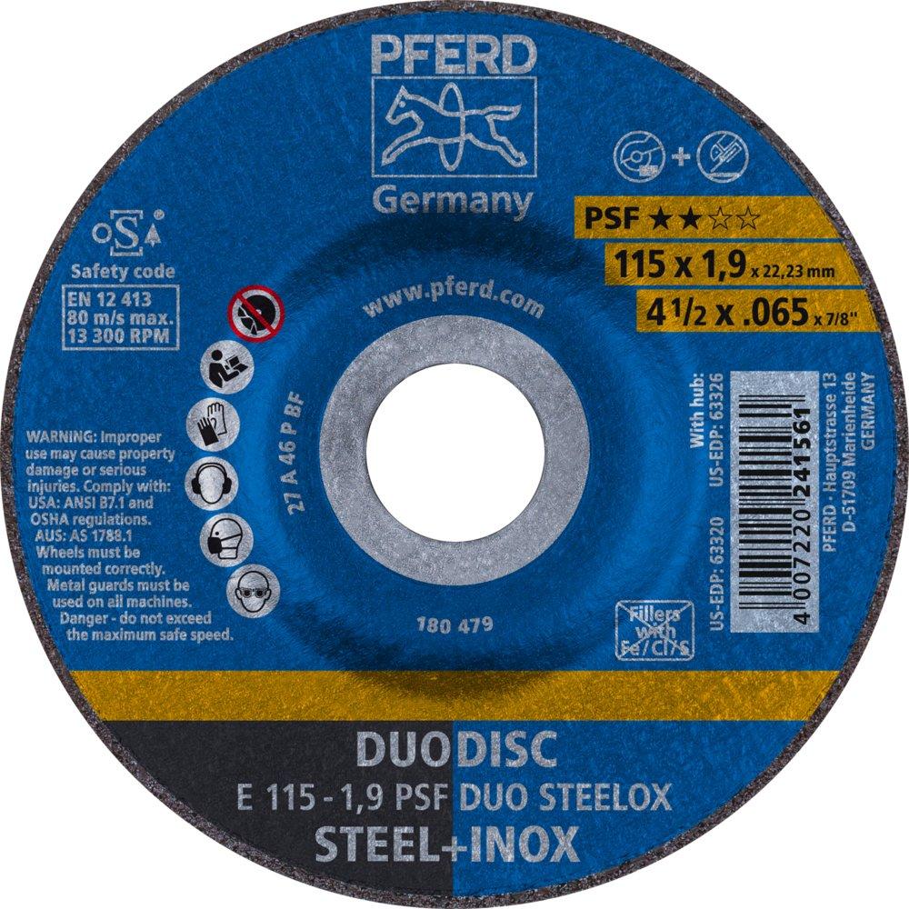 DUODISC Trenn-/Schleif.E 115x1,9x22,23mm gekr.Uni.-L.PSF DUO STEELOX f. Stahl/VA