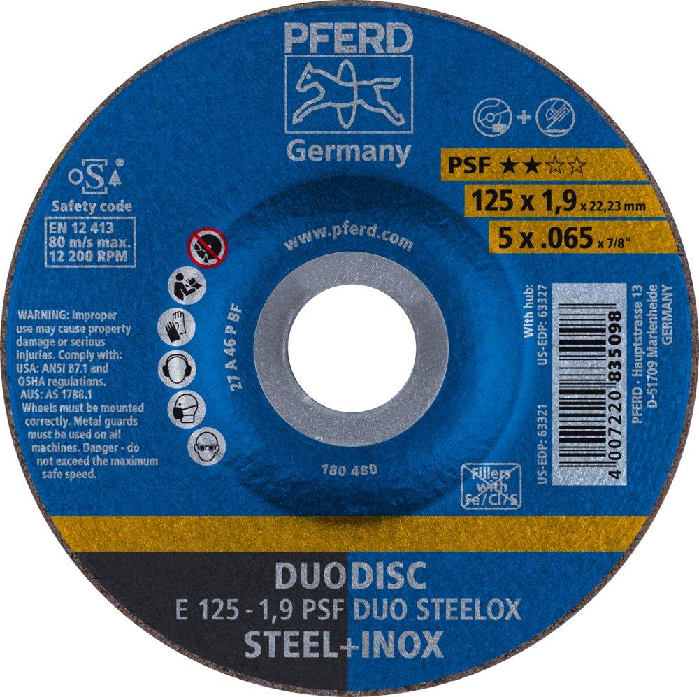 DUODISC Trenn-/Schleif.E 125x1,9x22,23mm gekr.Uni.-L.PSF DUO STEELOX f. Stahl/VA