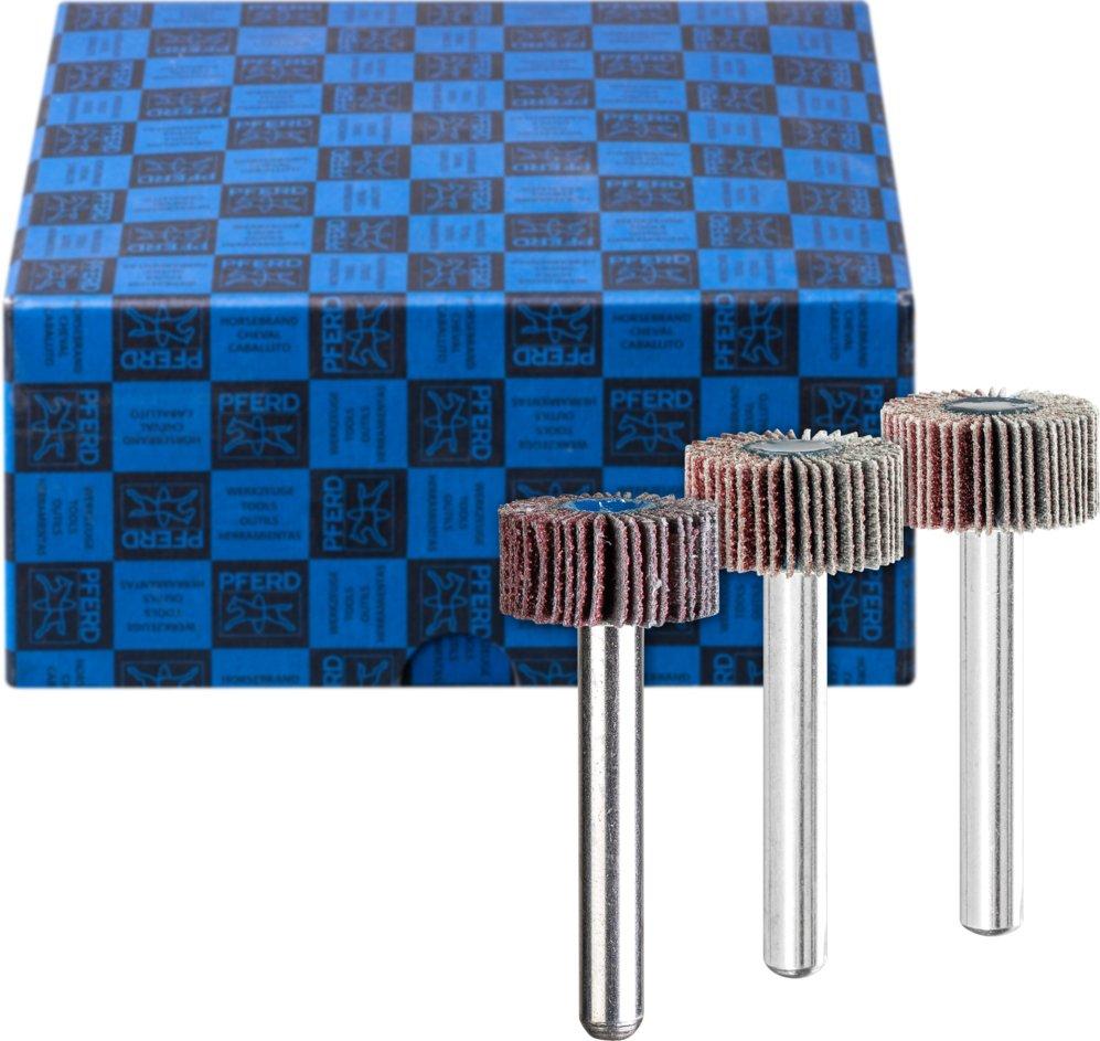 Fächerschleifer-Set 3-tlg. Korund Ø20x10mm Schaft-Ø6mm A60, 80,120