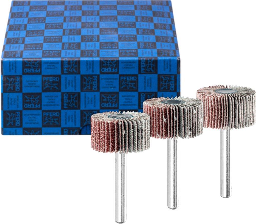 Fächerschleifer-Set 3-tlg. Korund Ø 30x15 mm Schaft-Ø 6 mm A60, 80,120