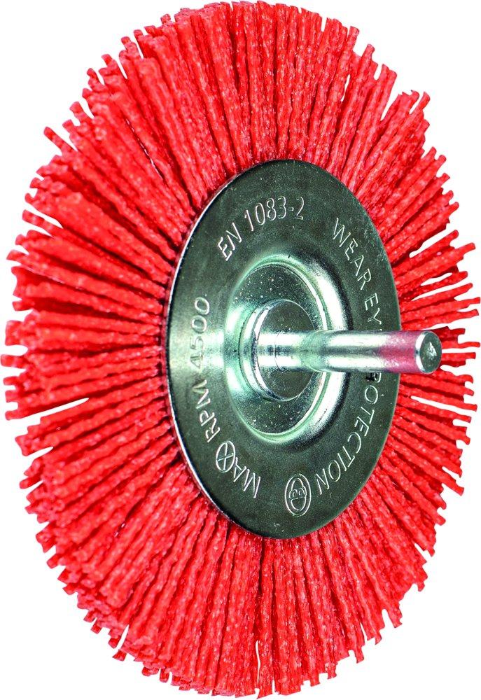 Rundbürste ungezopft RBU Ø100mm Schaft-Ø 6 mm RED-Filament-Ø 1,27 Korn 80