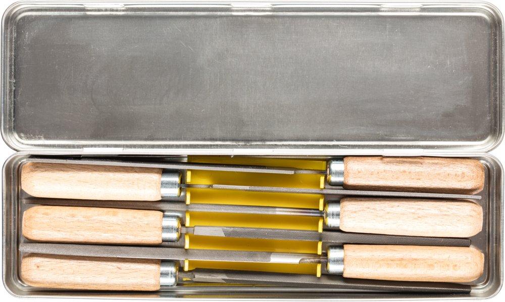 Schlüsselfeilen-Set mit Holzheft 6-tlg. 100 mm Hieb 2 für filigrane Feilarbeiten