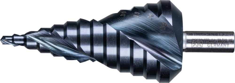 Stufenbohrer HSS 13 Bohrstufen Ø 4-39 mm 3-Flächenschaft-Ø 10mm HICOAT