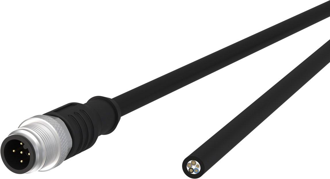 M12 Sensor-/Aktorleitung A-kodiert 1 m M12 Stecker gerade - freies Leitungsende