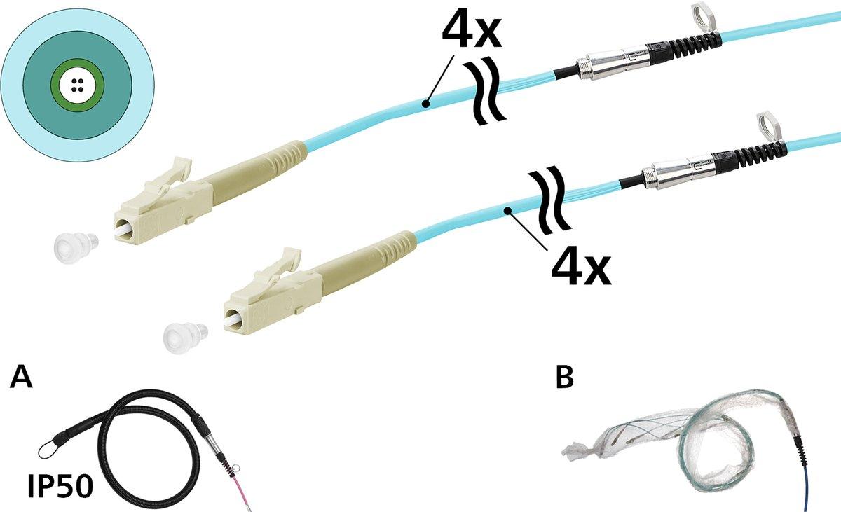 VIK Universalkabel 4xOM3 LC-LC 30 m einseitige Einziehhilfe IP50