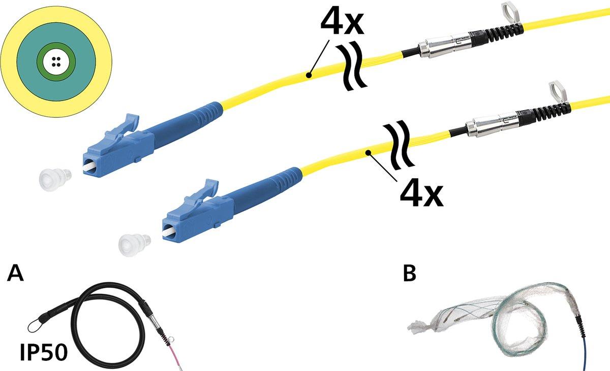 VIK Universalkabel 4xOS2 LC-LC 40 m einseitige Einziehhilfe IP50