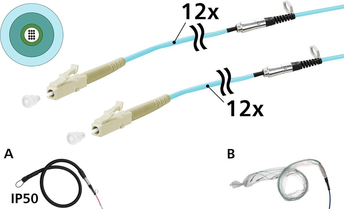 VIK Universalkabel 12xOM3 LC-LC 75 m einseitige Einziehhilfe IP50