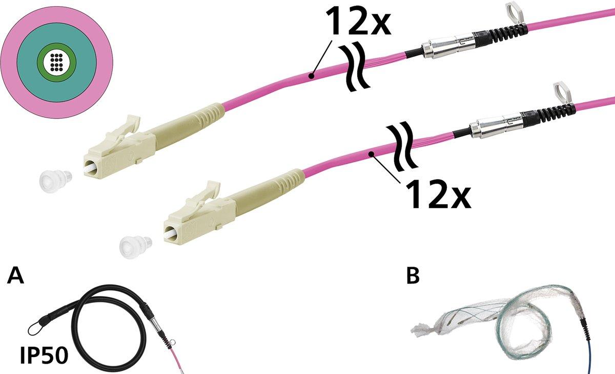 VIK Universalkabel 12xOM4 LC-LC 60 m einseitige Einziehhilfe IP50