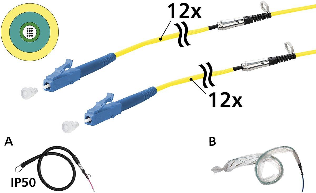 VIK Universalkabel 12xOS2 LC-LC 75 m einseitige Einziehhilfe IP50