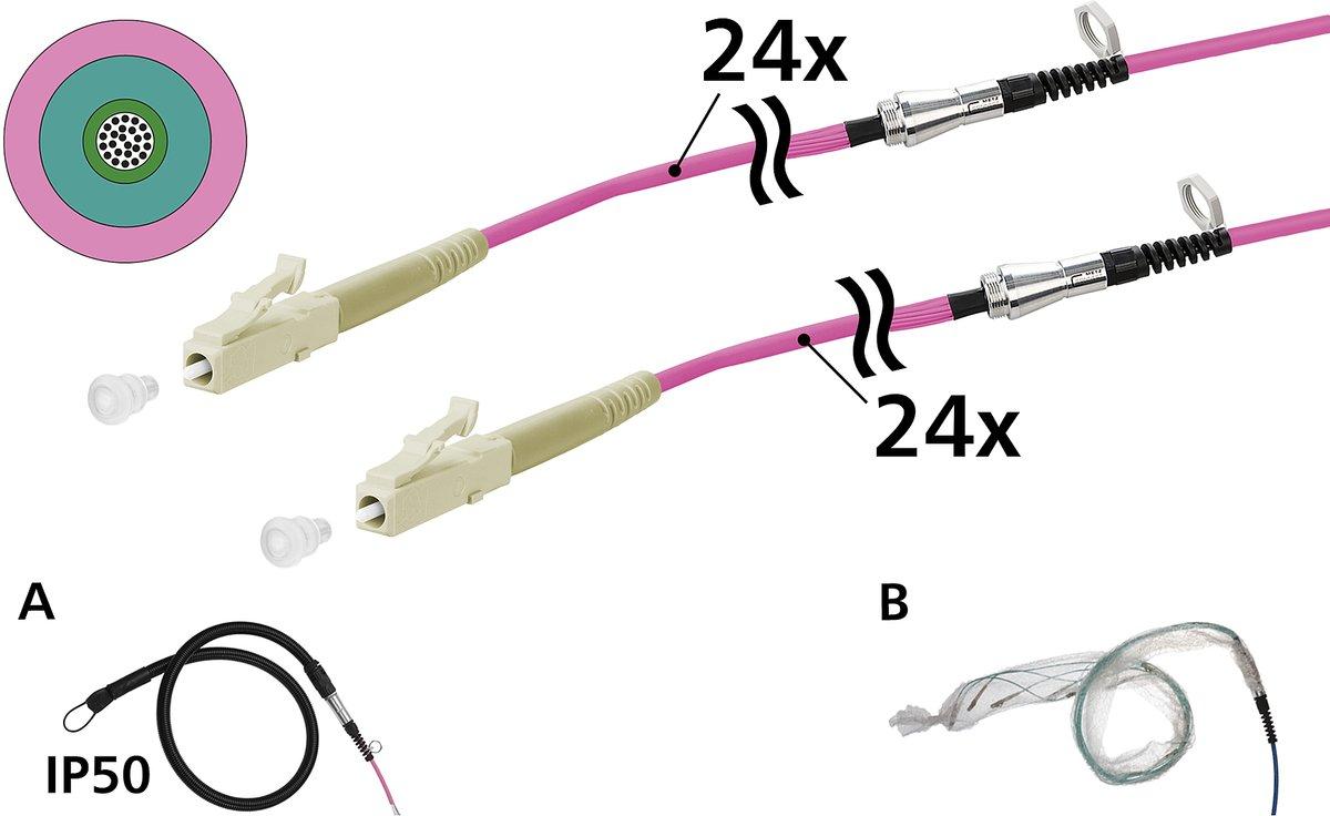 VIK Universalkabel 24xOM4 LC-LC 20 m einseitige Einziehhilfe IP50