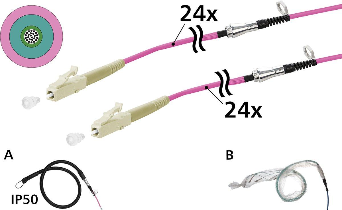 VIK Universalkabel 24xOM4 LC-LC 30 m einseitige Einziehhilfe IP50