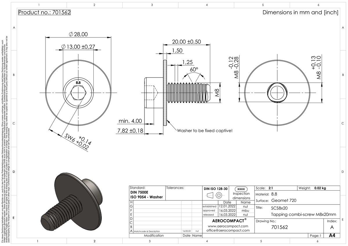 Furchende Kombi-Schraube M8x20