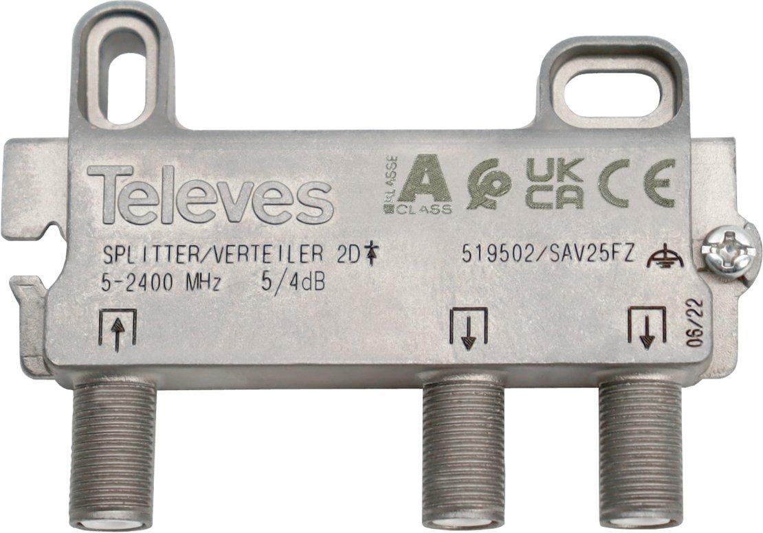 2-fach F-Verteiler 5 - 2400 MHz 5/4 dB