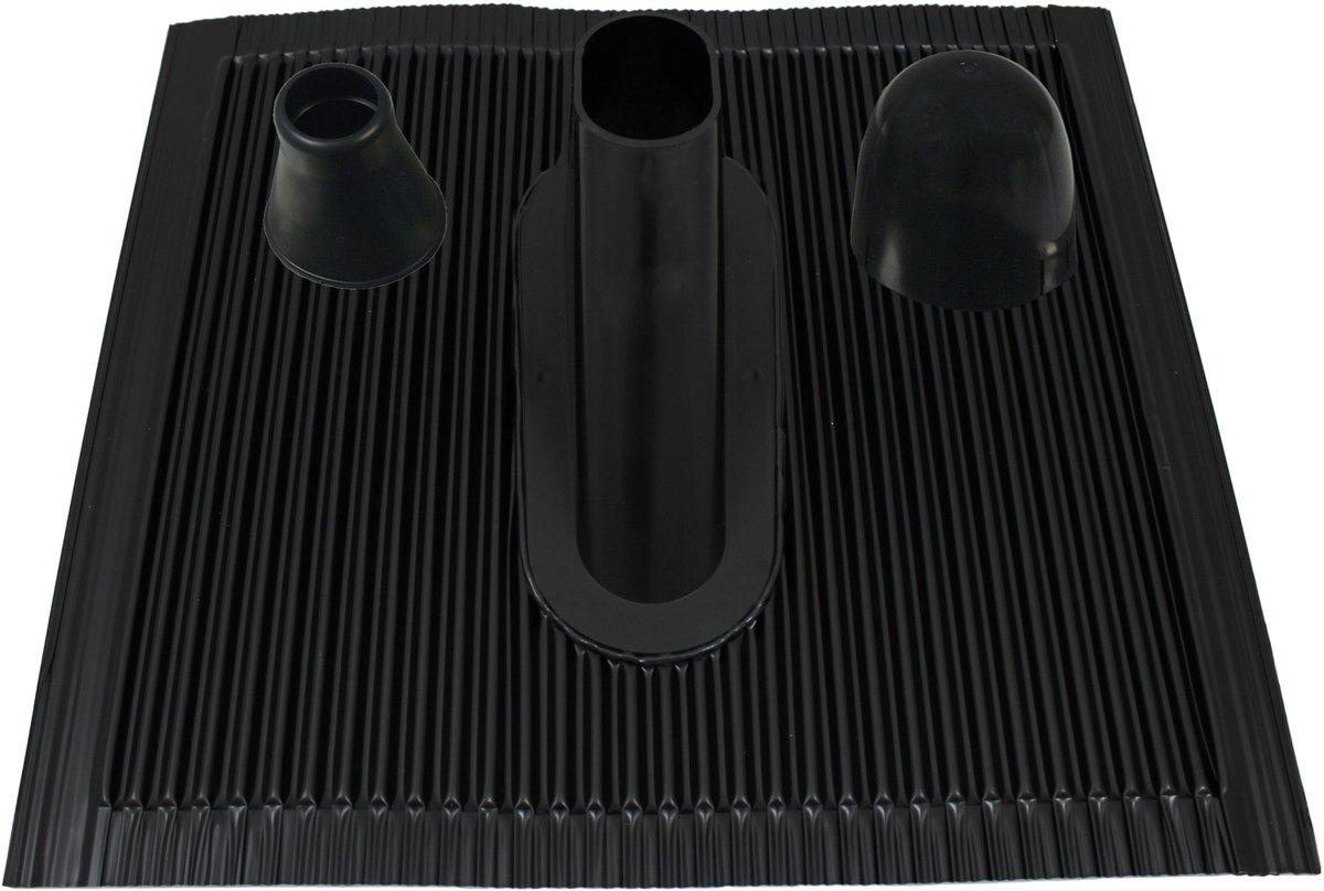 Montageset-Set mit Alu-Dachziegel Dichtungsmanschette und Mastkappe Ø 48/50 mm