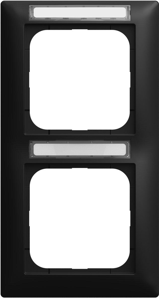 Abdeckrahmen mit Sichtfenster senkrecht 2-fach schwarz matt - balance SI