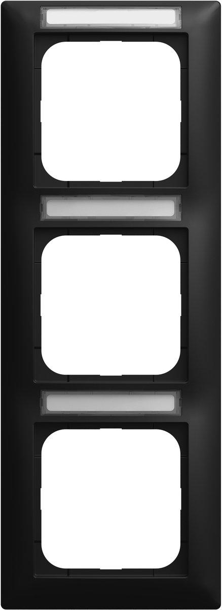 Abdeckrahmen mit Sichtfenster senkrecht 3-fach schwarz matt - balance SI