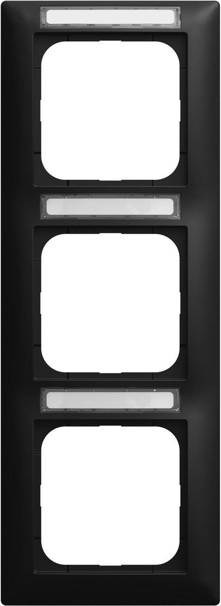 Abdeckrahmen mit Sichtfenster senkrecht Besch. 3-fach schwarz matt - balance SI