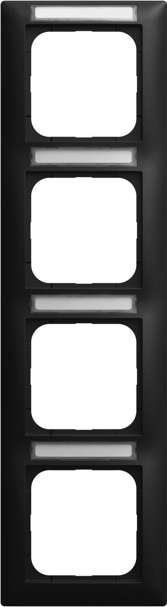 Abdeckrahmen mit Sichtfenster senkrecht 4-fach schwarz matt - balance SI