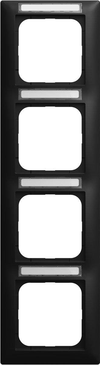 Abdeckrahmen mit Sichtfenster senkrecht Besch. 4-fach schwarz matt - balance SI