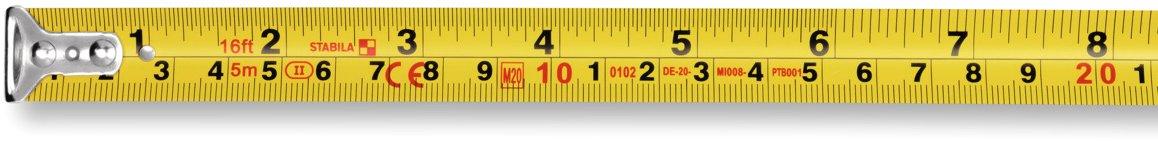 Taschenbandmaß BM 100 5 m (16') Maßband mit cm/inch-Skala bruchsicheres ABS