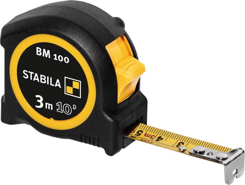 Taschenbandmaß BM 100 3 m (10') Maßband mit cm/inch-Skala bruchsicheres ABS