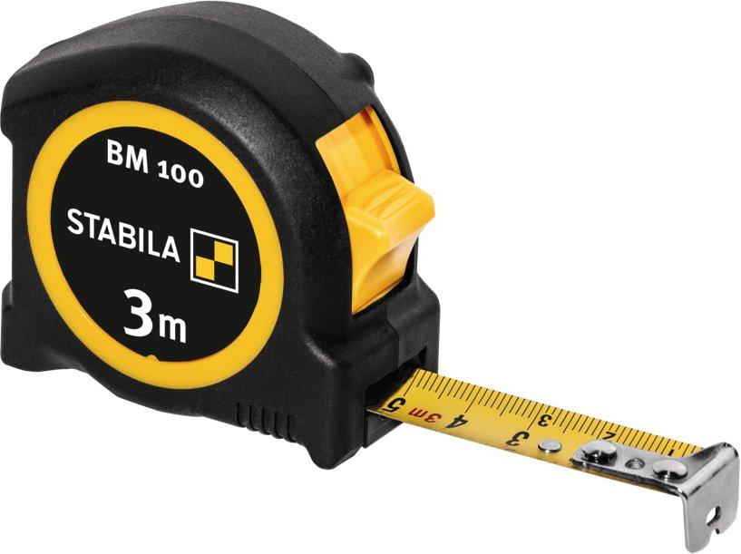 Taschenbandmaß BM 100 3 m Maßband mit metrischer Skala bruchsicheres ABS-Gehäuse