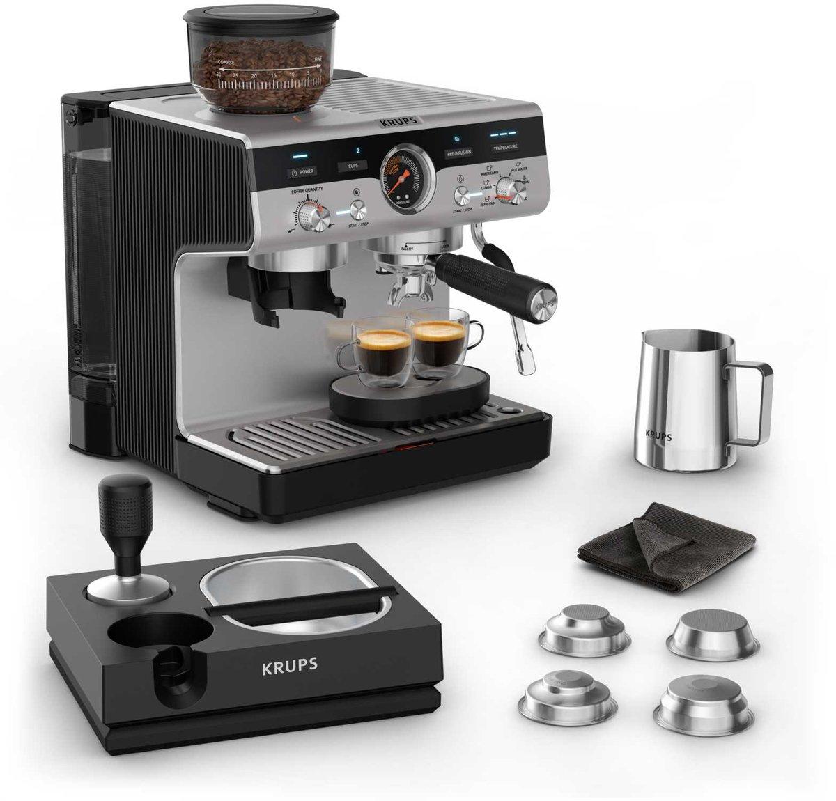 Precision+ Siebträgermaschine mit Mahlwerk und Tamping Station Modell XP804T