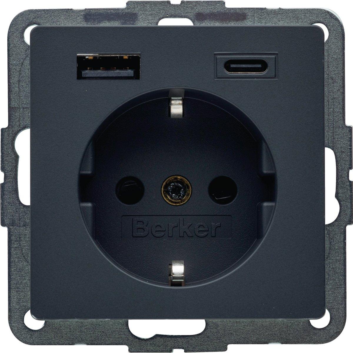 Steckdose SCHUKO/USB AC 20W PD Q.x anthrazit samt
