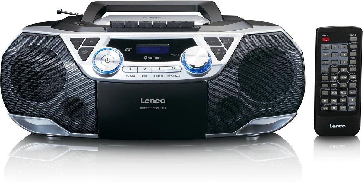 Tragbare Boombox mit DAB+/FM-Radio Bluetooth CD und USB-Player Silber