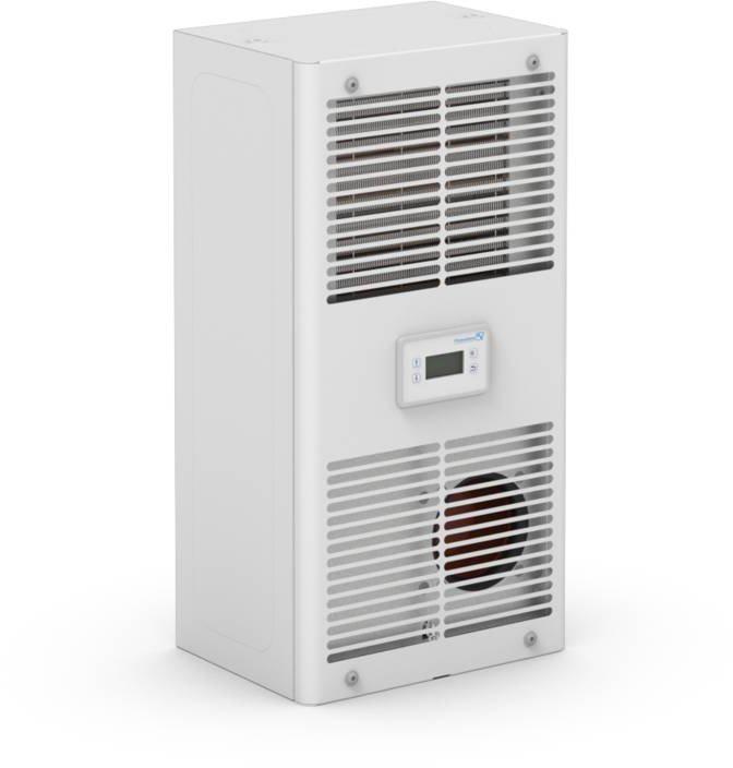 Kühlgerät Seitenanbau od. vollversenkter Einbau 230VAC / 570W m. Display RAL7035