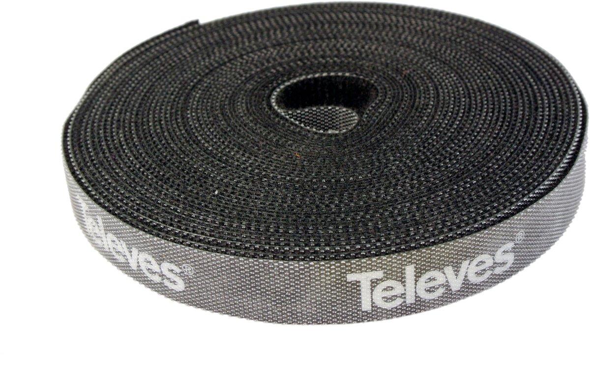 Nylonklettband schwarz mit Logo Breite 15mm Länge 8m