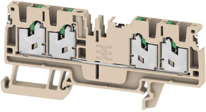 Durchgangs-Reihenklemme SNAP IN dunkelbeige 2,5mm² 24A 800V Anzahl Anschlüsse: 4