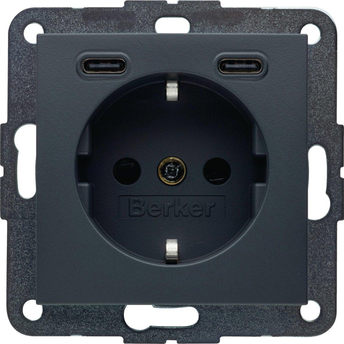 Steckdose SCHUKO/USB CC 20W PD B.3 anthrazit matt