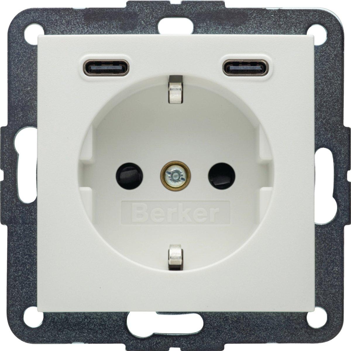 Steckdose SCHUKO/USB CC 20W PD S.1 polarweiß matt