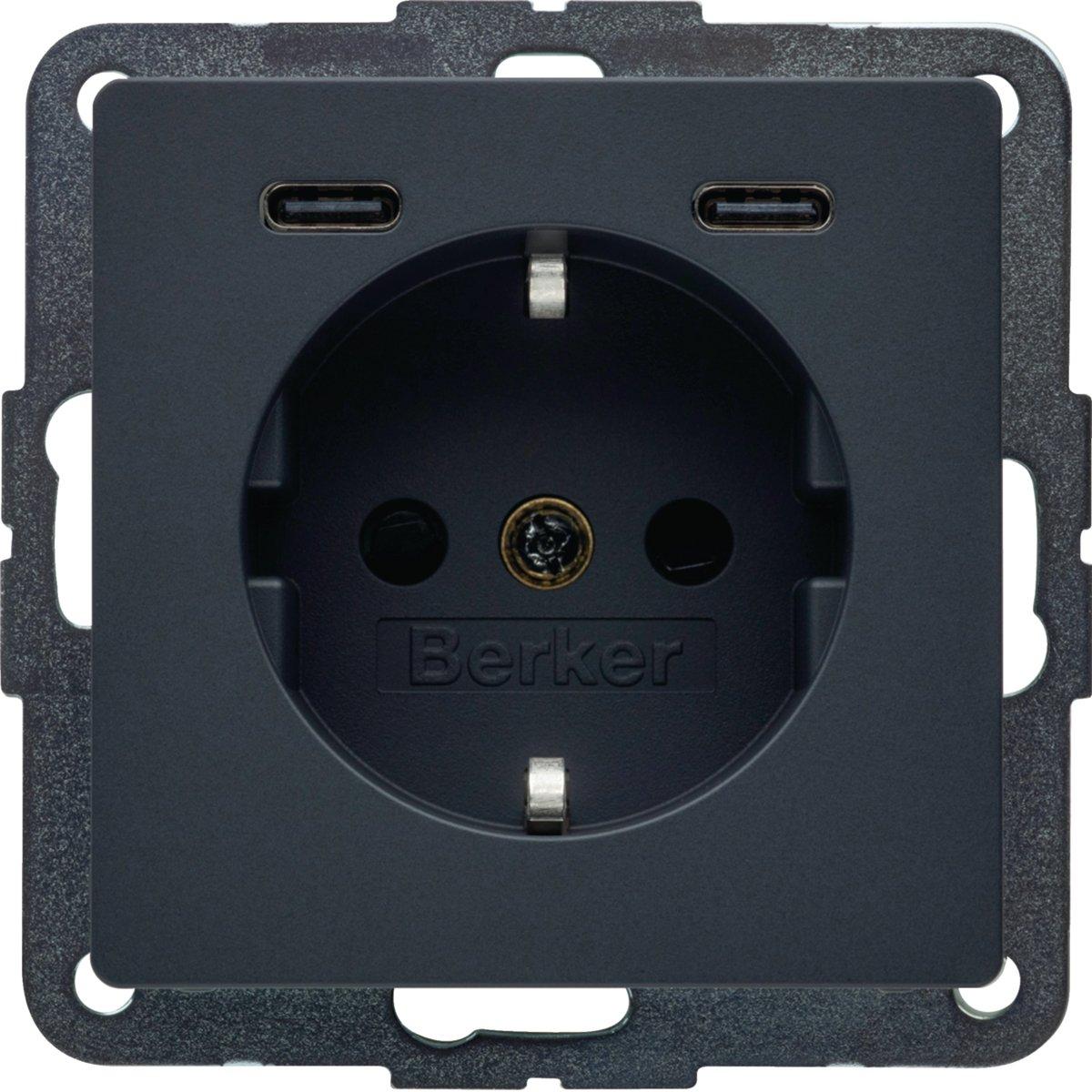 Steckdose SCHUKO/USB CC 20W PD Q.x anthrazit samt