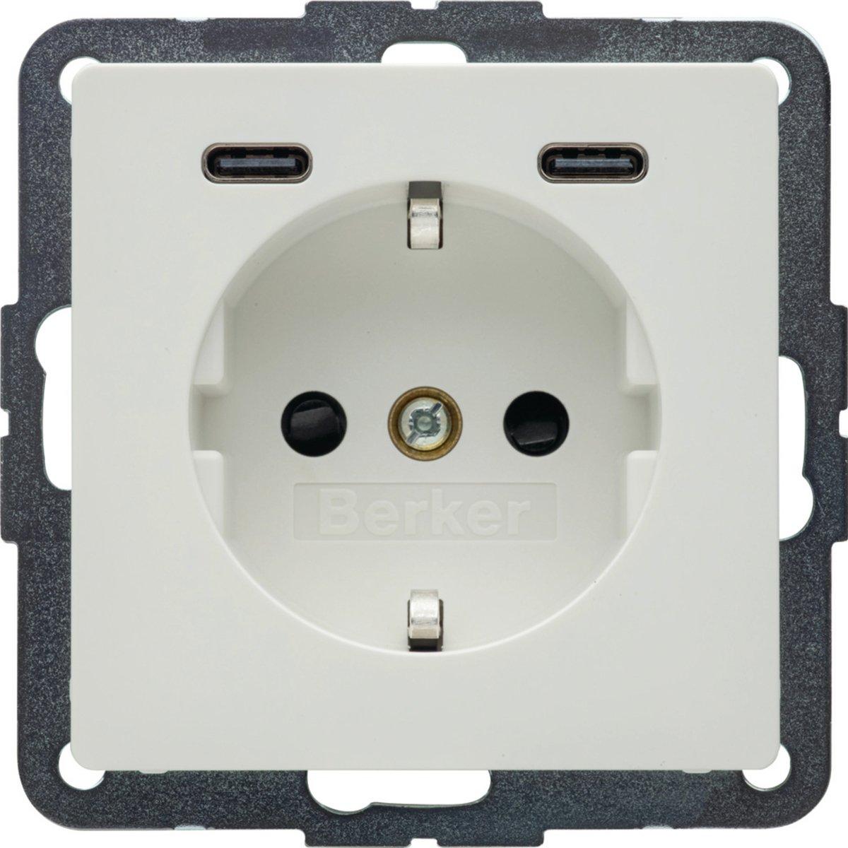 Steckdose SCHUKO/USB CC 20W PD Q.x polarweiß samt