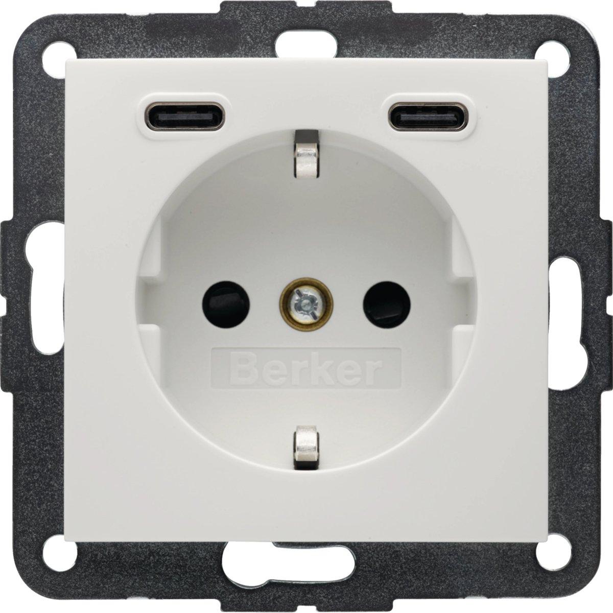 Steckdose SCHUKO/USB CC 20W PD S.1 polarweiß glänzend