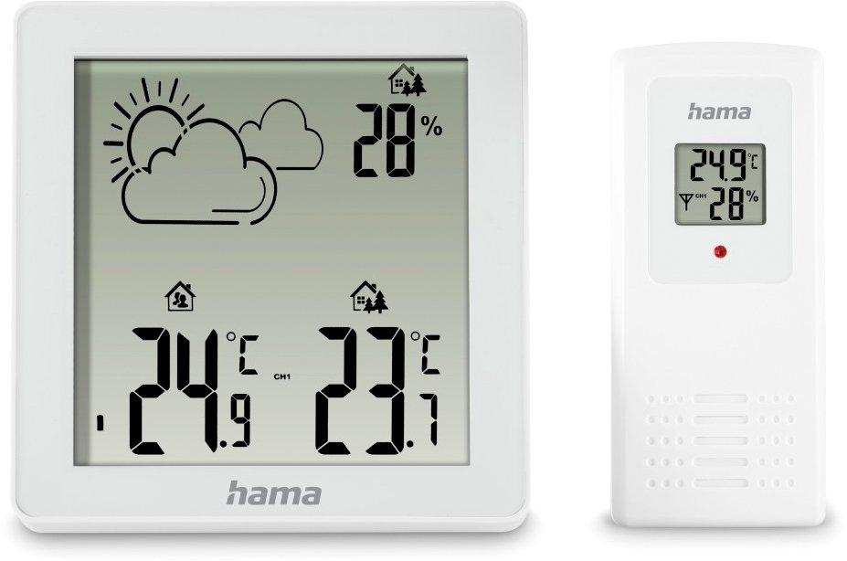 Wetterstation Zakynthos Thermometer Hygrometer mit Außensensor Weiß