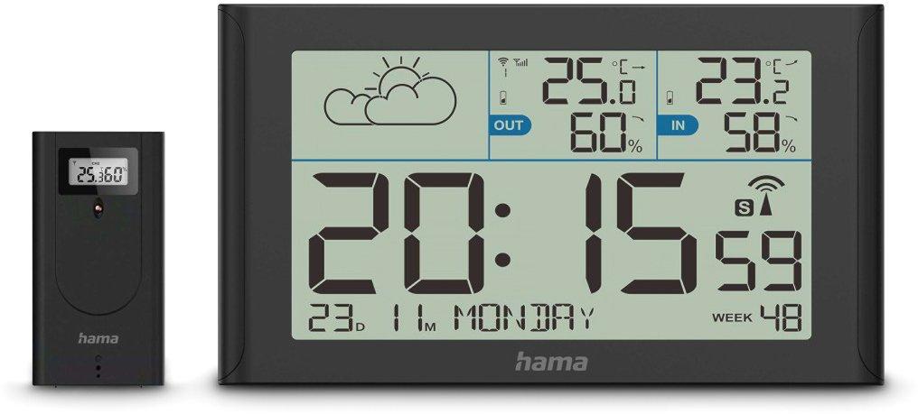 Wetterstation Sylt mit Außensensor Funk Wecker Schwarz