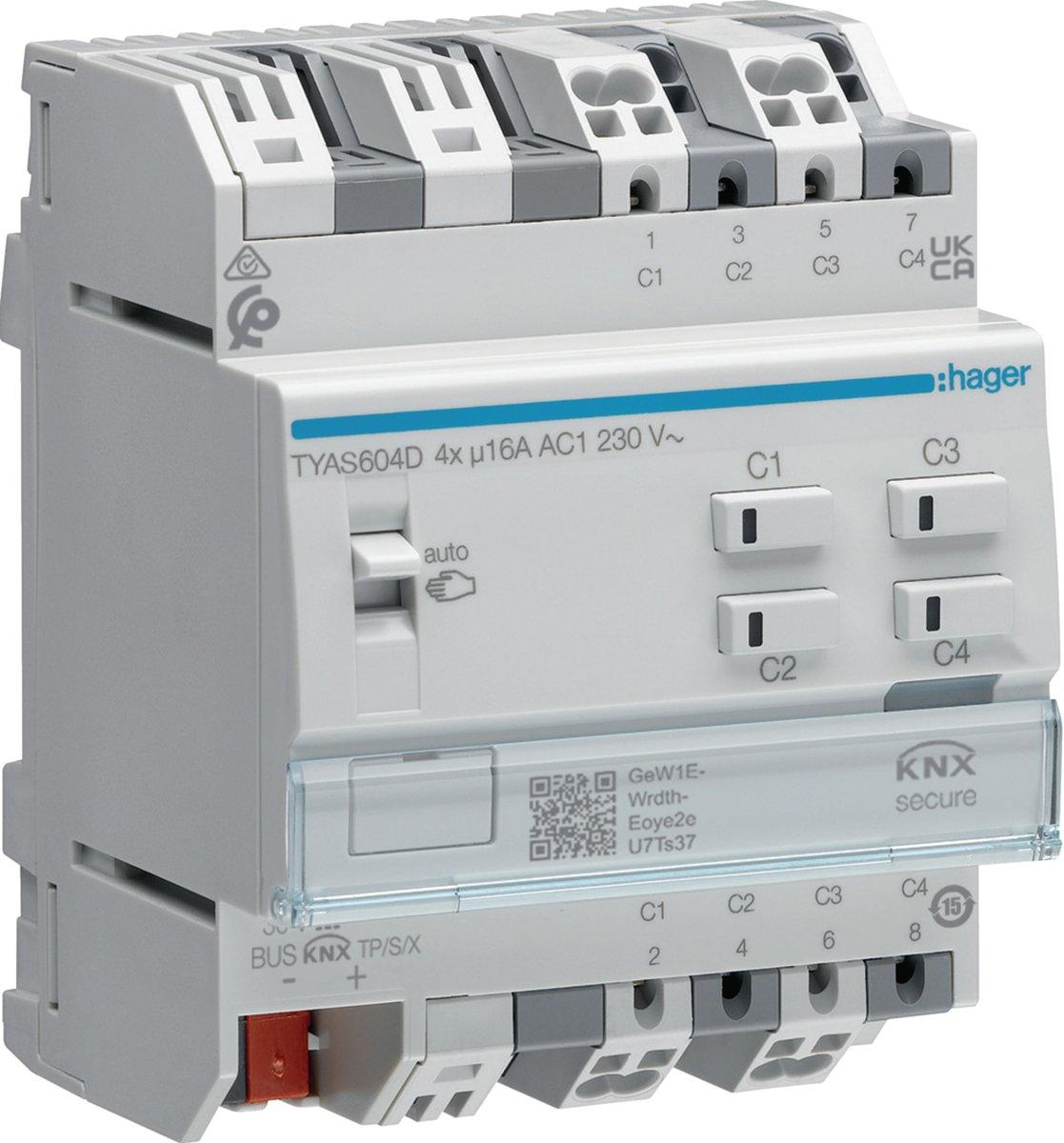 Schalt-/Jalousieaktor 4/2-fach KNX Secure 16A C-Last