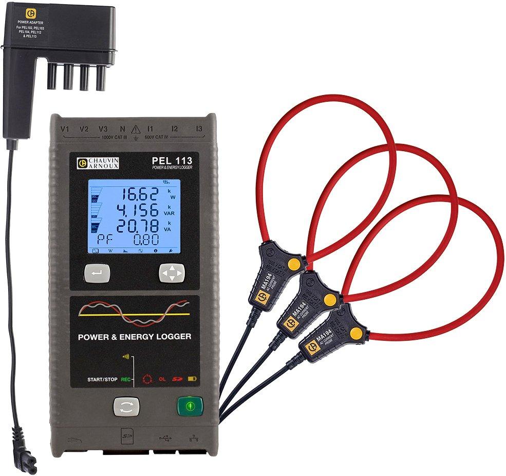 Leistungs- und Energierecorder mit MA194-350 und Netzadapter