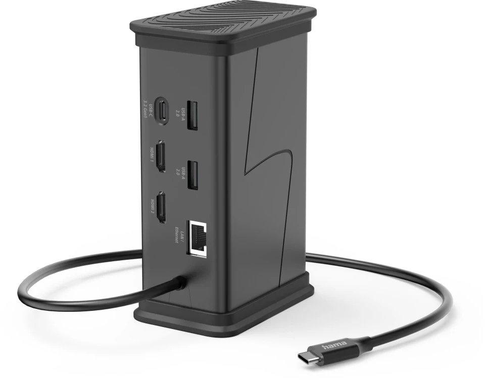 USB-C-Hub Connect2Office Black, 9 Ports, 2x HDMI, USB-A, USB-C, LAN