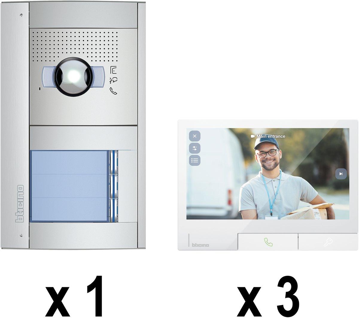 Mehrfamilienset SFERA Allmetal (3 Ruftasten)+3 Video-Innenst CLASSE 300X Light