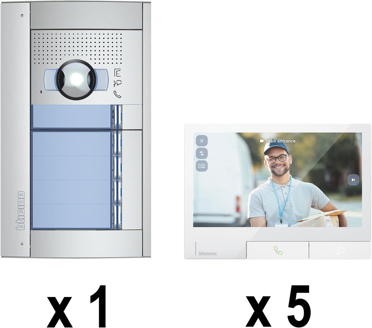 Mehrfamilienset SFERA Allmetal (5 Ruftasten)+5 Video-Innenst CLASSE 300X Light