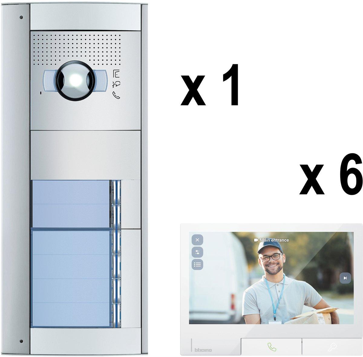 Mehrfamilienset SFERA Allmetal (6 Ruftasten)+6 Video-Innenst CLASSE 300X Light