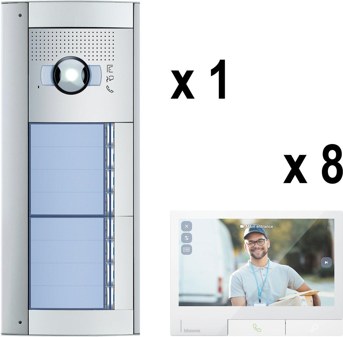 Mehrfamilienset SFERA Allmetal (8 Ruftasten)+8 Video-Innenst CLASSE 300X Light