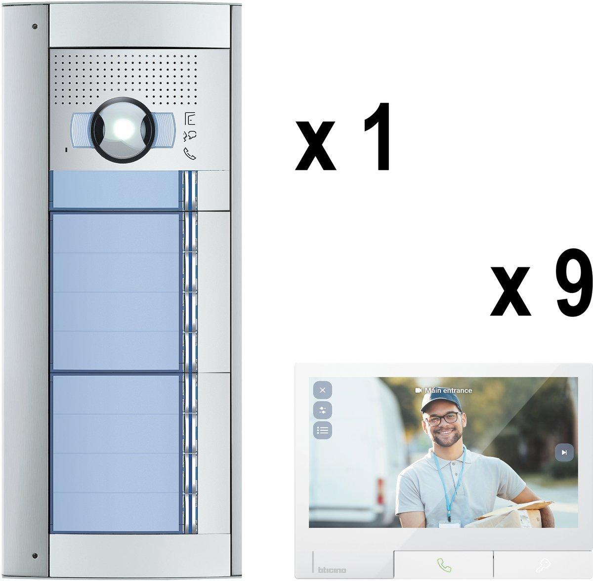 Mehrfamilienset SFERA Allmetal (9 Ruftasten)+9 Video-Innenst CLASSE 300X Light