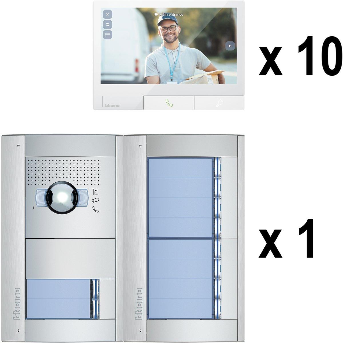 Mehrfamilienset SFERA Allmetal (10 Ruftasten)+10 Video-Innenst CLASSE 300X Light