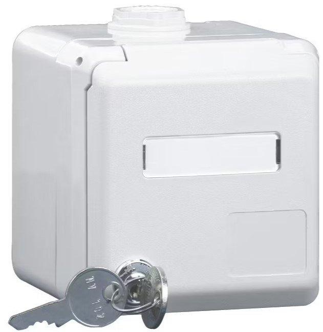 AP-Anschlussdose leer IP44 m. Schloss für 2x Keystone