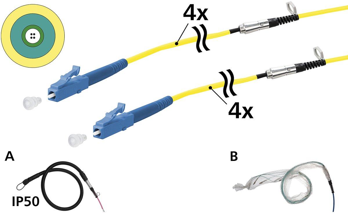 OpDAT VIK Universalkabel 4xOS2 LC-LC 40 m einseitige Einziehhilfe IP50 Klasse Cca
